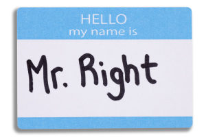 Conference badge, saying Hello, my name is Mr. Right