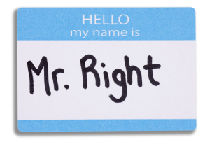 Conference badge with the name 'Mr Right' on it