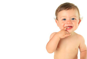 Picture of a happy baby, having learnt to walk