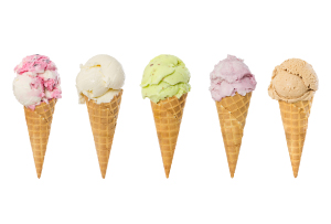 Picture of 5 different ice-cream cones as an analogy of different types of being stuck in a career